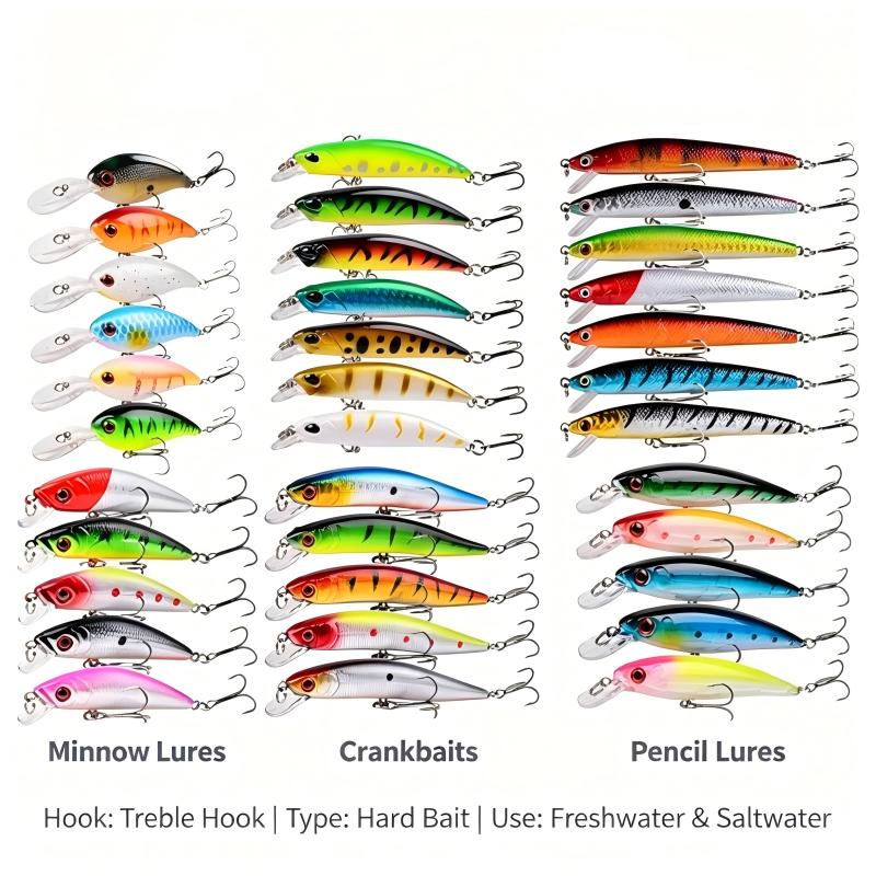 Fishing Hook Assortment - 낚시 미끼 미노우 하드 베이트 세트,