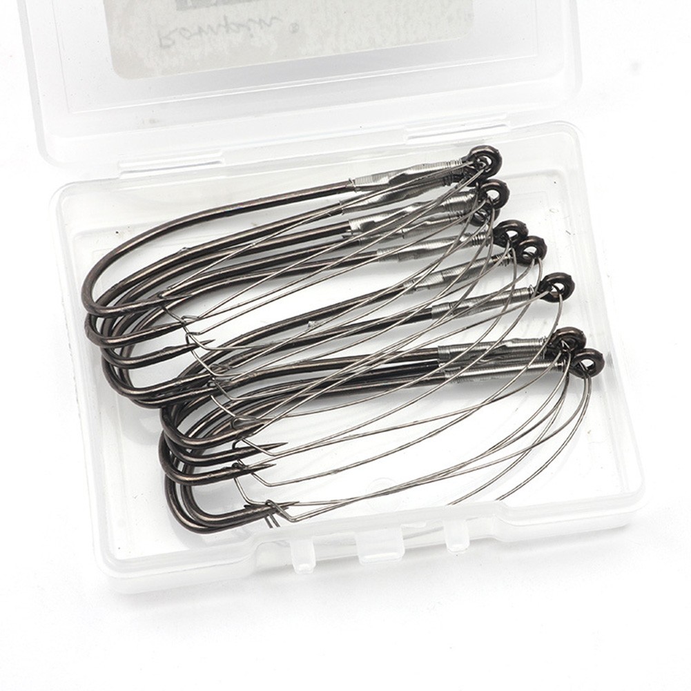 10개입 위드리스 바브드 배스 낚시 바늘, 싱글 웜 훅 - Fishing Hook Weedless 리뷰 및 가격