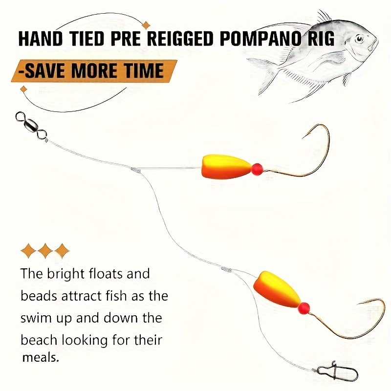Pompano 서핑 낚시 리그, 스넬 플로트 포함, 바 - Fishing Hook Circle 리뷰 및 가격