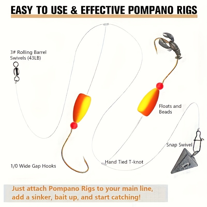 Pompano 서핑 낚시 리그, 스넬 플로트 포함, 바 - Fishing Hook Circle 리뷰 및 가격